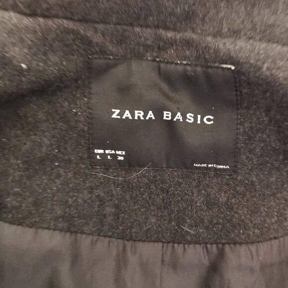 Zara Basic Womens Brown Fully Lined Wool Blend Coat Size Large Pockets - Picture 9 of 11
